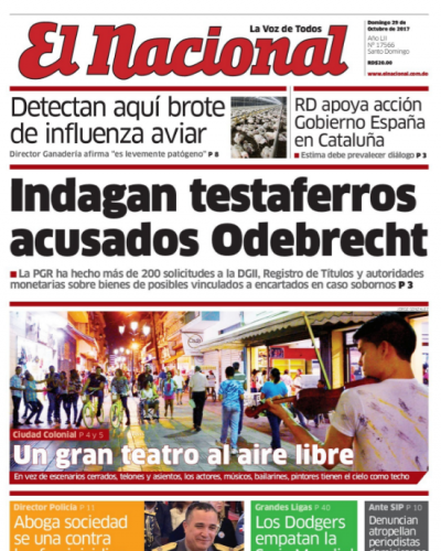 Portada Periódico El Nacional, Domingo 29 de Octubre 2017