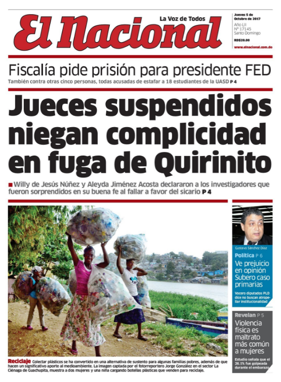 Portada Periódico El Nacional, Jueves 05 de Octubre 2017