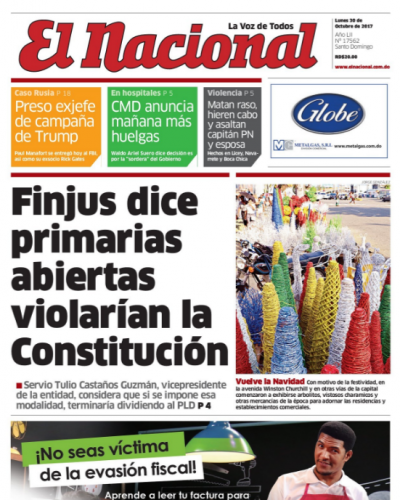 Portada Periódico El Nacional, Lunes 30 de Octubre 2017
