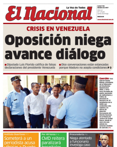 Portada Periódico El Nacional, Martes 10 de Octubre 2017