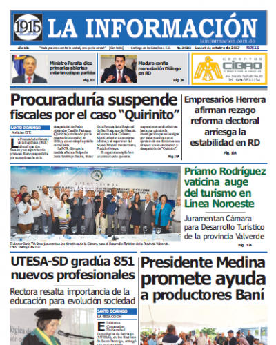 Portada Periódico La Información, Lunes 09 de Octubre 2017