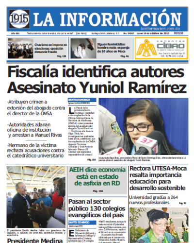 Portada Periódico La Información, Lunes 16 de Octubre 2017