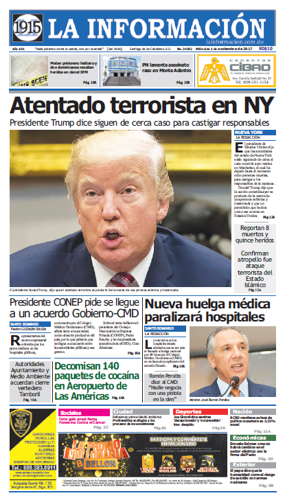 Portada Periódico La Información, Miércoles 01 de Noviembre 2017