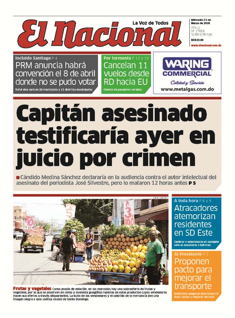 Portada Periódico El Nacional, Miércoles 21 de Marzo 2018