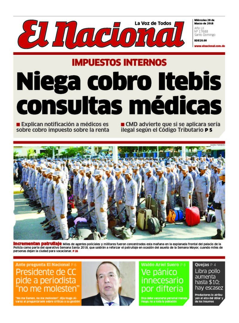 Portada Periódico El Nacional, Miércoles 28 de Marzo 2018