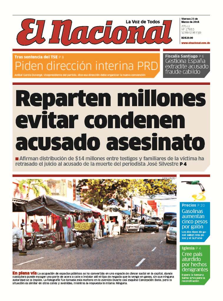 Portada Periódico El Nacional, Viernes 23 de Marzo 2018