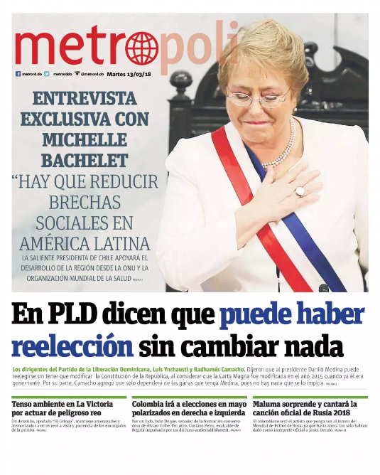 Portada Periódico Metro, Martes 13 de Marzo 2018