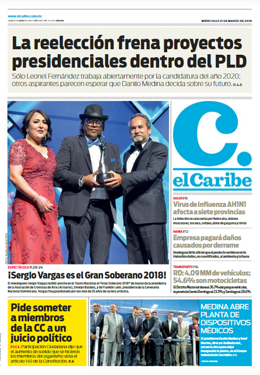 Portada Periódico El Caribe, Miércoles 21 de Marzo 2018