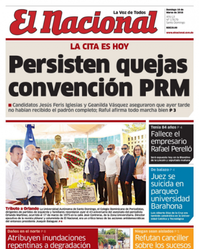 Portada Periódico El Nacional, Domingo 18 de Marzo 2018