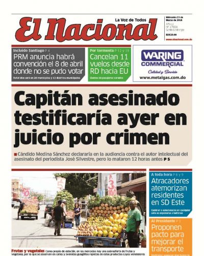 Portada Periódico El Nacional, Miércoles 21 de Marzo 2018