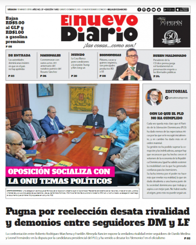 Portada Periódico El Nuevo Diario, Sábado 10 de Marzo 2018
