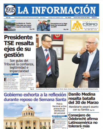 Portada Periódico La Información, Jueves 29 de Marzo 2017