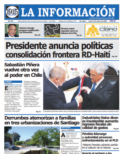 Portada Periódico La Información, Lunes 12 de Marzo 2018