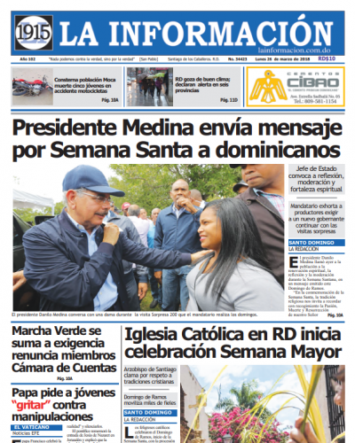 Portada Periódico La Información, Lunes 26 de Marzo 2018