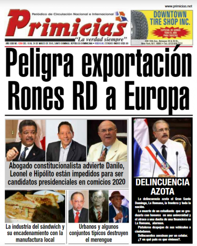 Portada Periódico Primicias, Lunes 19 de Marzo 2018