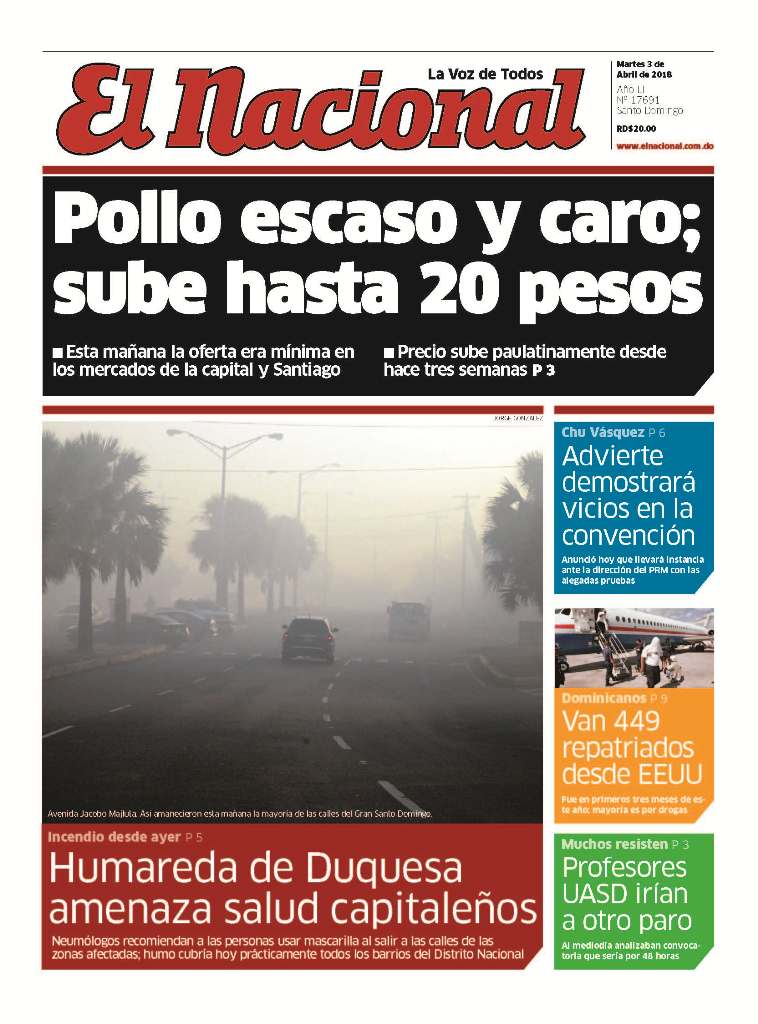Portada Periódico El Nacional, Martes 03 de Abril 2018