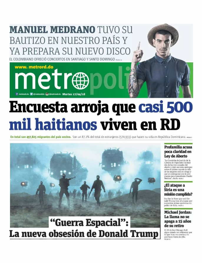 Portada Periódico Metro, Martes 17 de Abril 2018