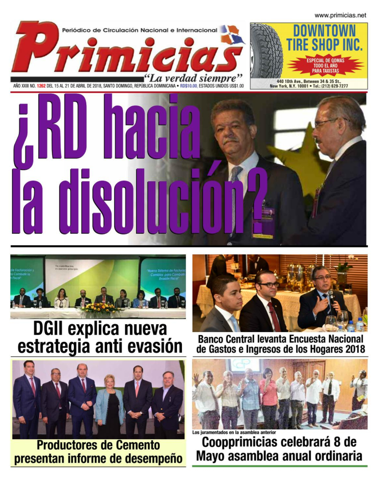 Portada Periódico Primicias, Lunes 16 de Abril 2018