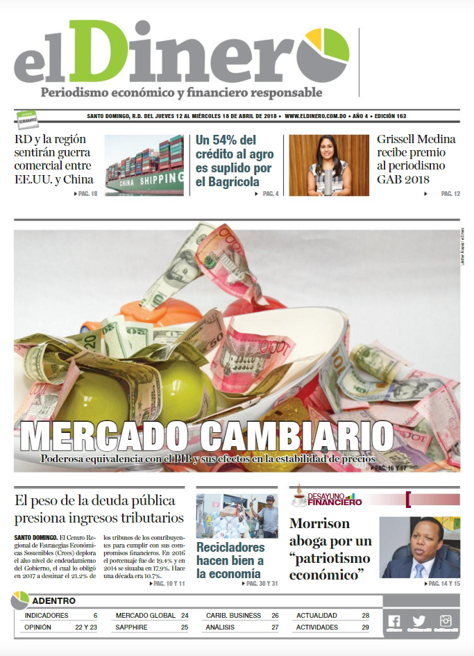 Portada Periódico El Dinero, Jueves 12 de Abril 2018