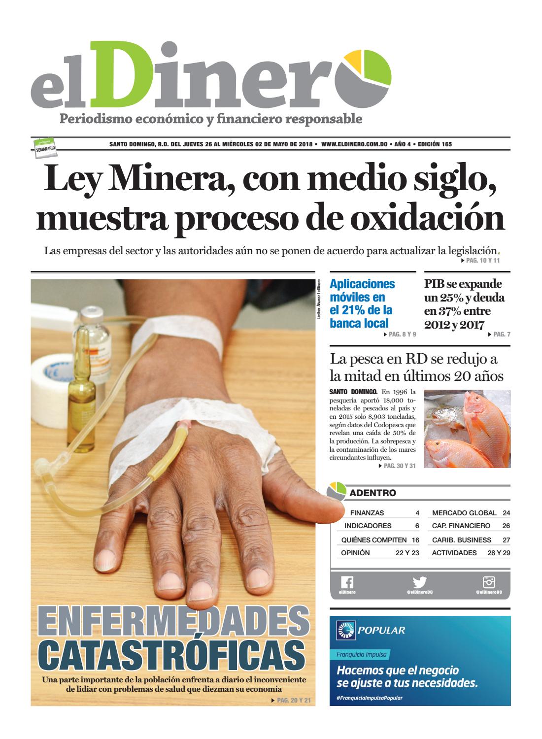 Portada Periódico El Dinero, Jueves 26 de Abril 2018