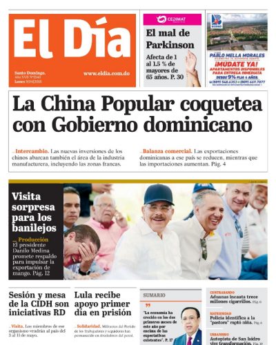 Portada Periódico El Día, Lunes 09 de Abril 2018
