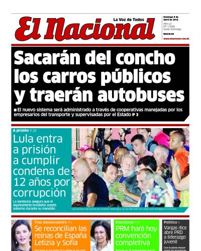 Portada Periódico El Nacional, Domingo 08 de Abril 2018