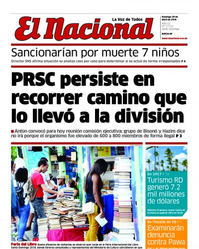 Portada Periódico El Nacional, Sábado 28 de Abril 2018