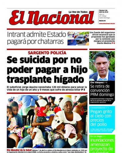 Portada Periódico El Nacional, Viernes 06 de Abril 2018