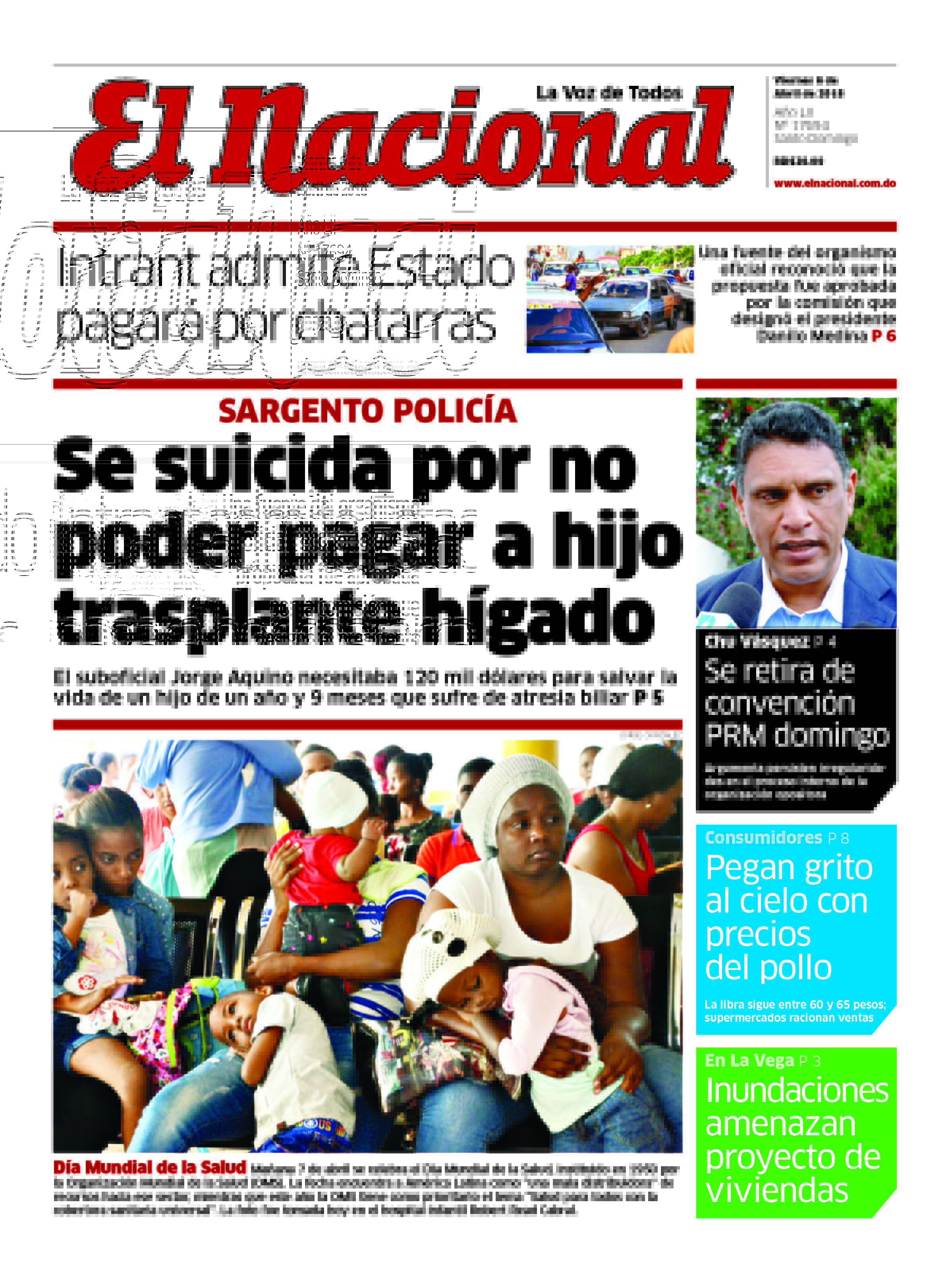 Portada Periódico El Nacional, Viernes 06 de Abril 2018