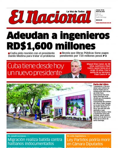 Portada Periódico El Nacional, Viernes 20 de Abril 2018
