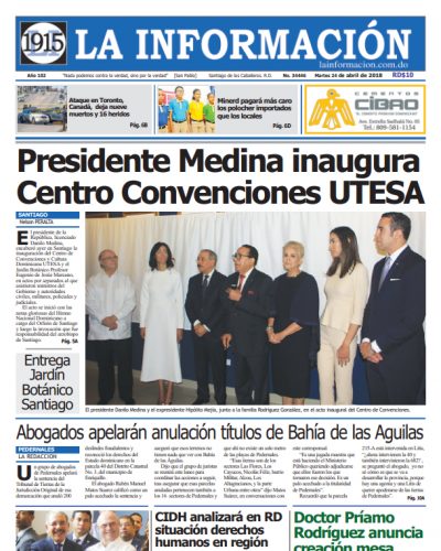 Portada Periódico La Información, Martes 24 de Abril 2018
