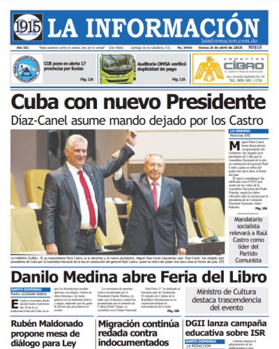 Portada Periódico La Información, Viernes 20 de Abril 2018