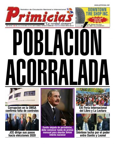 Portada Periódico Primicias, Lunes 23 de Abril 2018
