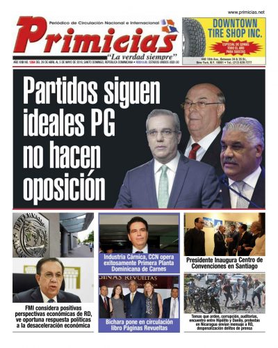 Portada Periódico Primicias, Lunes 30 de Abril 2018