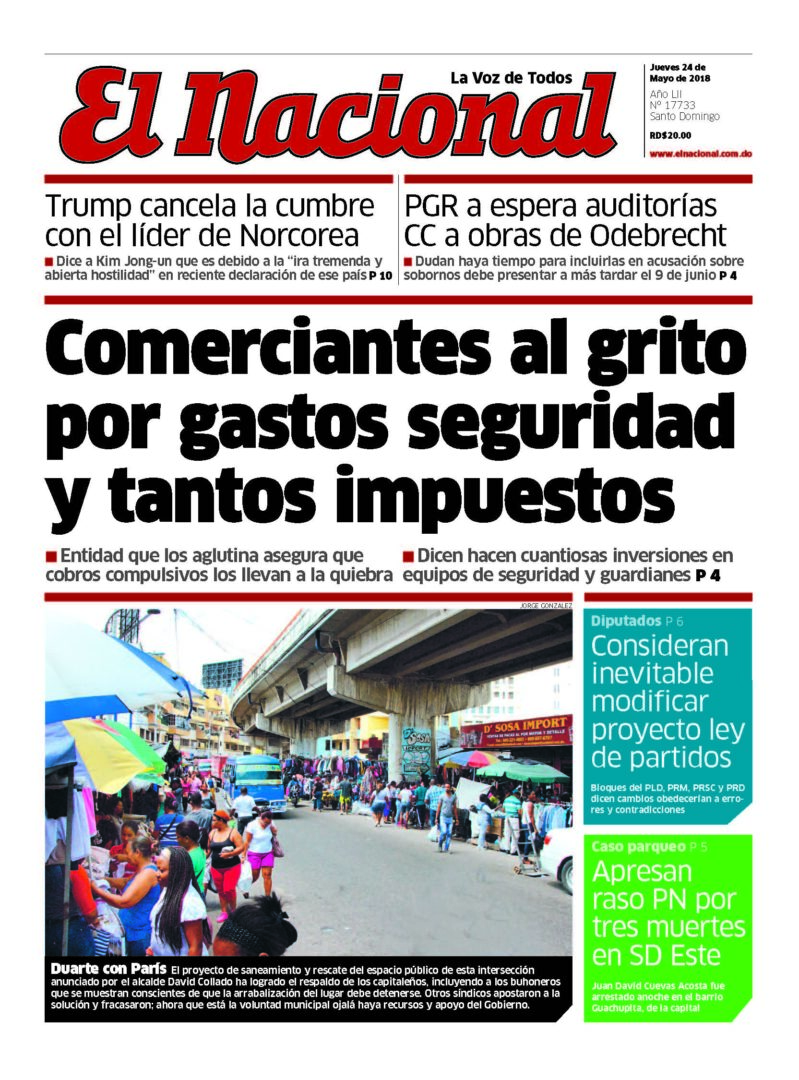Portada Periódico El Nacional, Jueves 24 de Mayo 2018