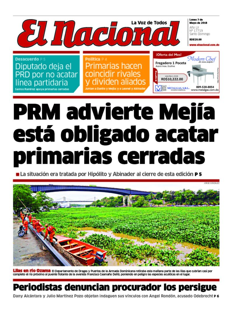 Portada Periódico El Nacional, Lunes 07 de Mayo 2018