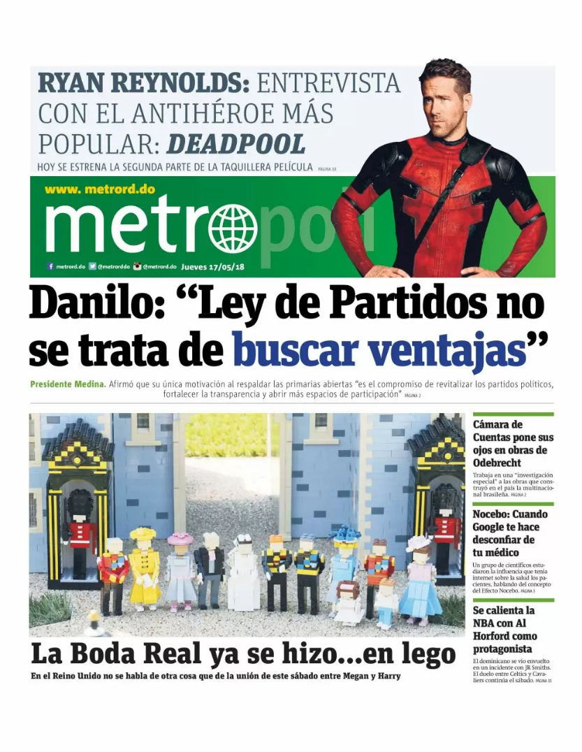 Portada Periódico Metro, Jueves 17 de Mayo 2018