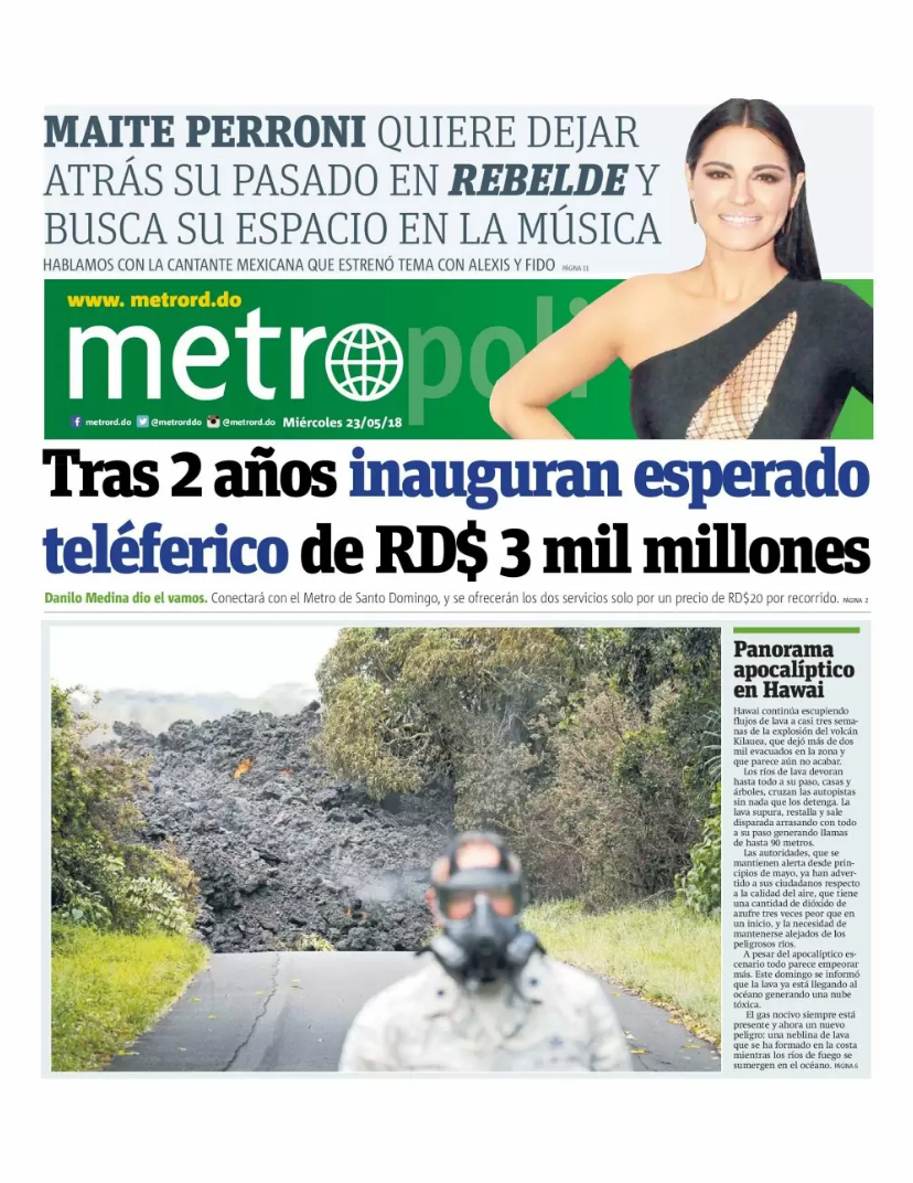 Portada Periódico Metro, Miércoles 23 de Mayo 2018