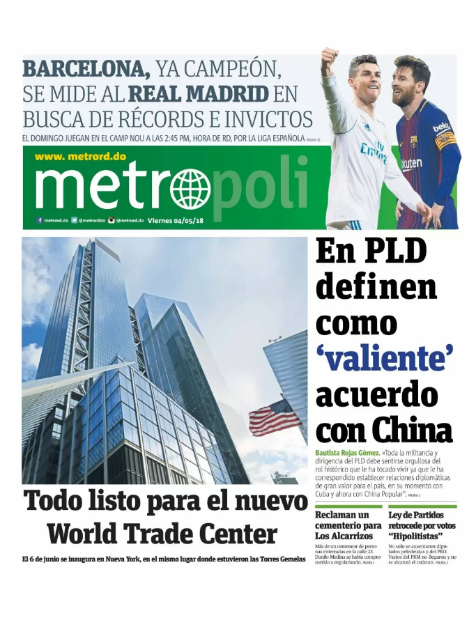 Portada Periódico Metro, Viernes 04 de Mayo 2018