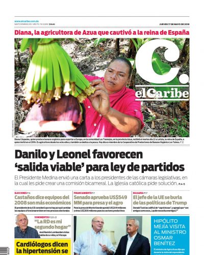 Portada Periódico El Caribe, Jueves 17 de Mayo 2018