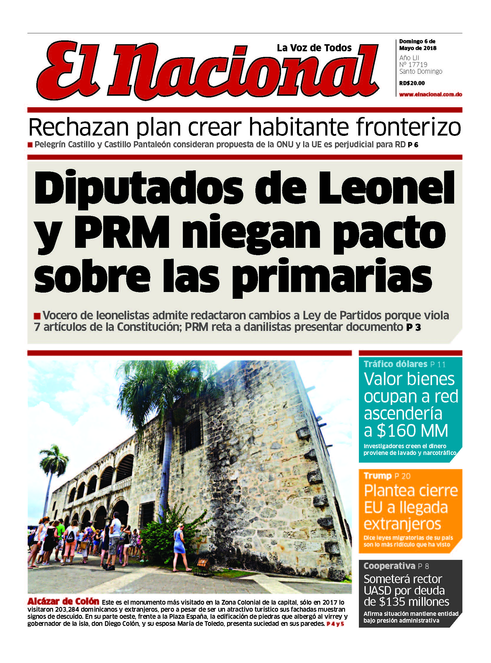 Portada Periódico El Nacional, Domingo 06 de Mayo 2018