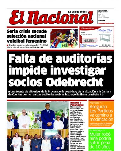 Portada Periódico El Nacional, Jueves 10 de Mayo 2018