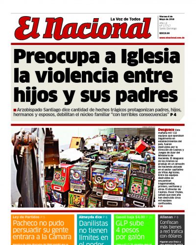 Portada Periódico El Nacional, Viernes 04 de Mayo 2018