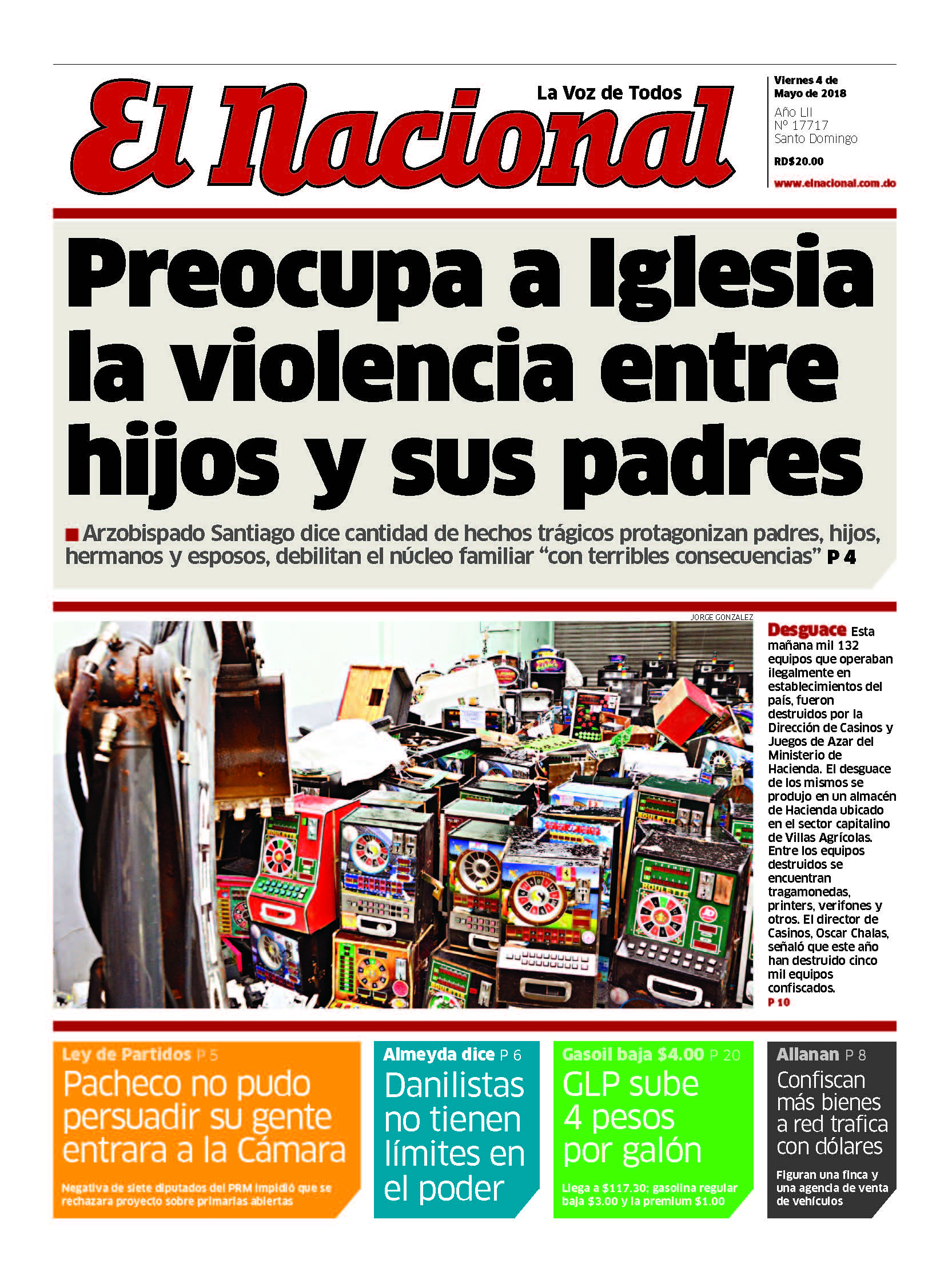 Portada Periódico El Nacional, Viernes 04 de Mayo 2018