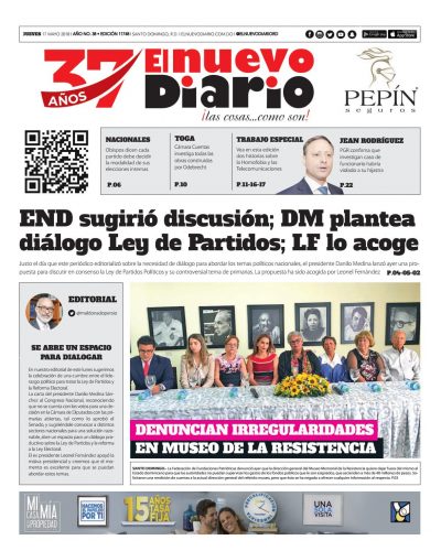 Portada Periódico El Nuevo Diario, Jueves 17 de Mayo 2018
