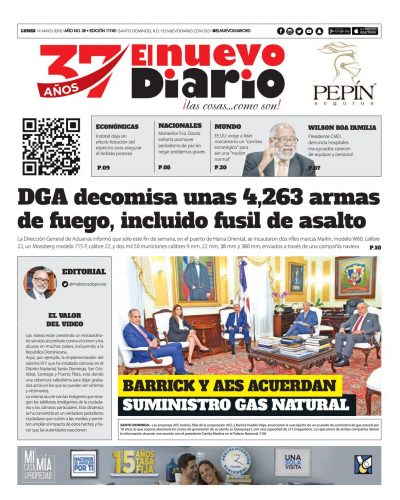 Portada Periódico El Nuevo Diario, Lunes 14 de Mayo 2018