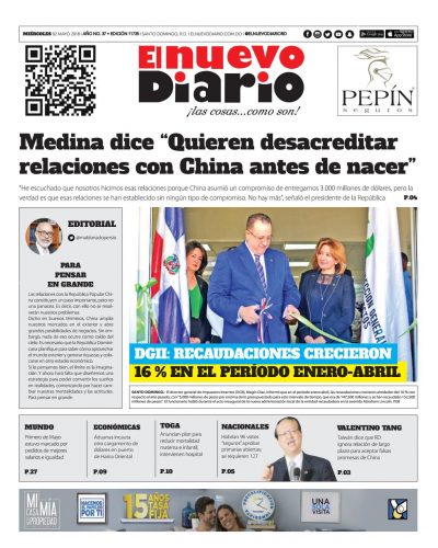 Portada Periódico El Nuevo Diario, Miércoles 02 de Mayo 2018