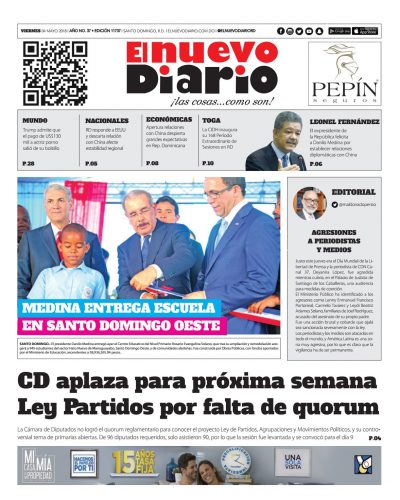 Portada Periódico El Nuevo Diario, Viernes 04 de Mayo 2018