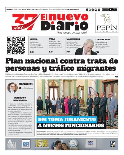 Portada Periódico El Nuevo Diario, Viernes 11 de Mayo 2018