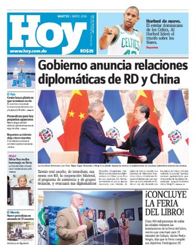 Portada Periódico Hoy, Martes 01 de Mayo 2018